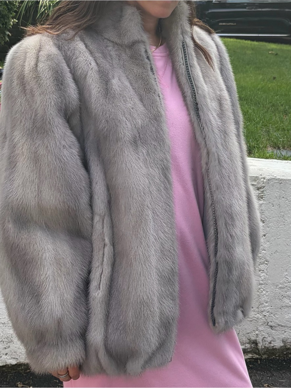 Ted Lapidus Gray Fur Zip Jacket - Women's - Picture 5 of 14
